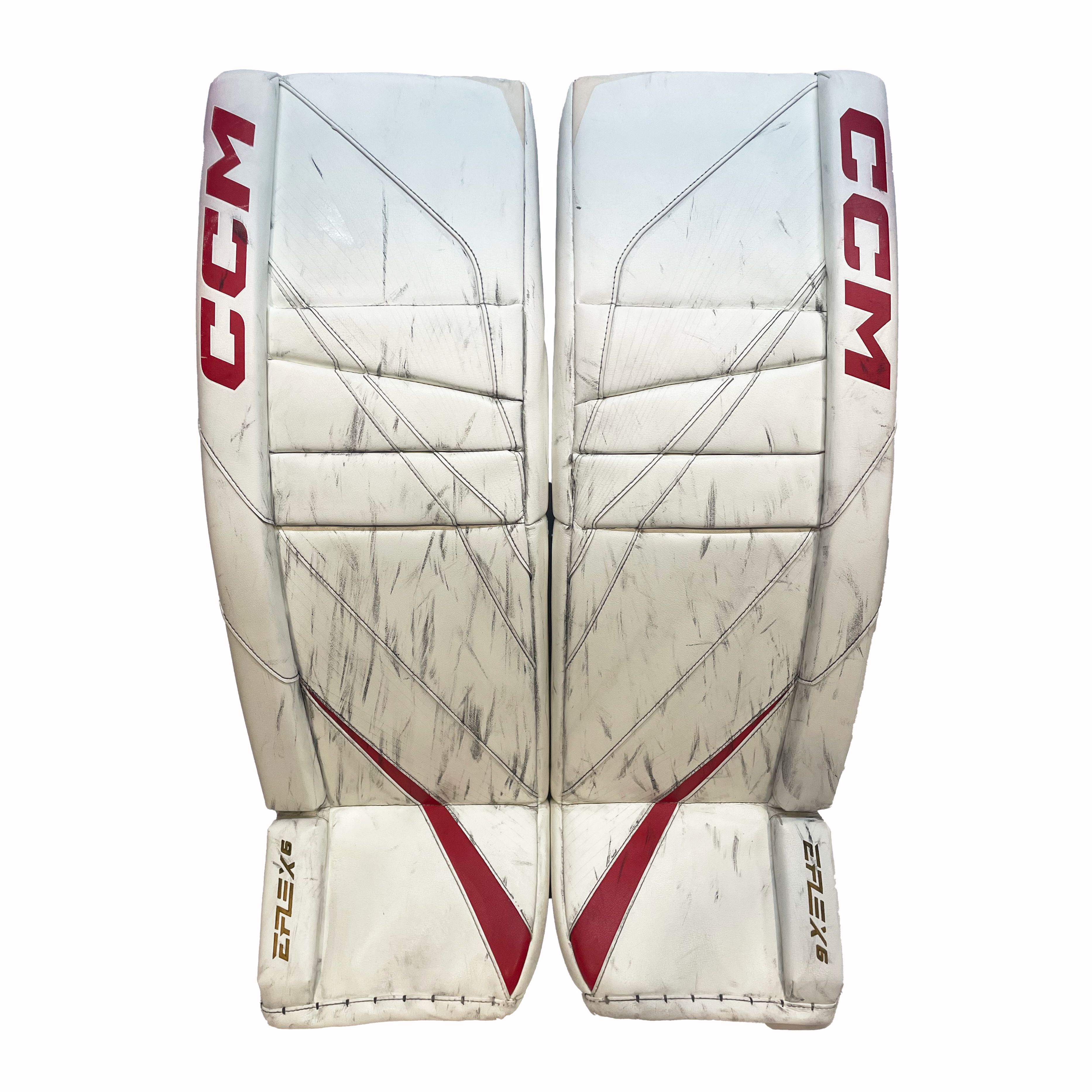 CCM Extreme Flex 6 - Ensemble complet de gardien de but senior AHL Pro Stock d'occasion (blanc/rouge)